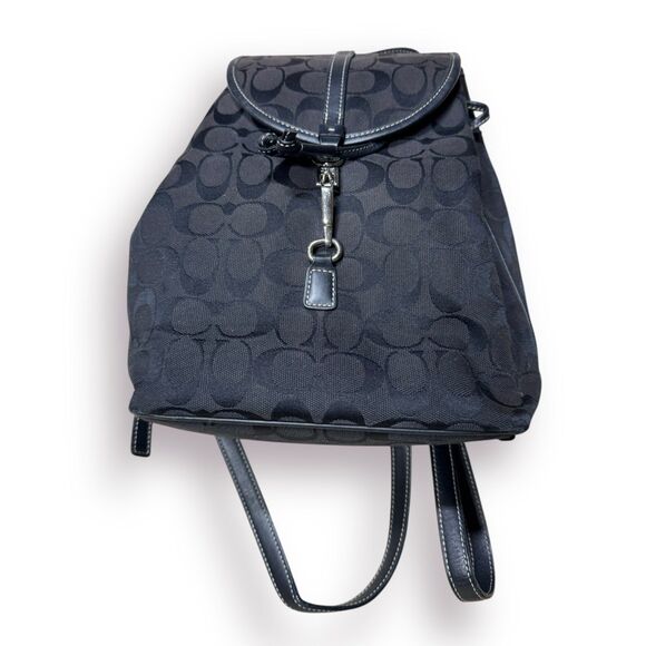 Coach 6613 Black Signature Canvas Leather Backpack/Tote/Handbag/Shoulder‎ Bag - Picture 1 of 9